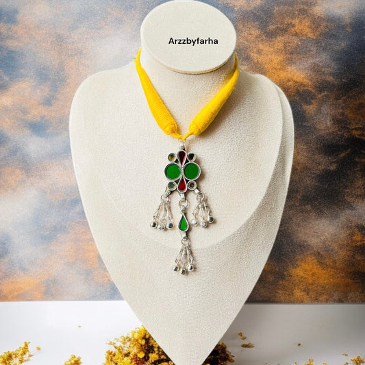 Silver Oxidised Thread Necklace Set