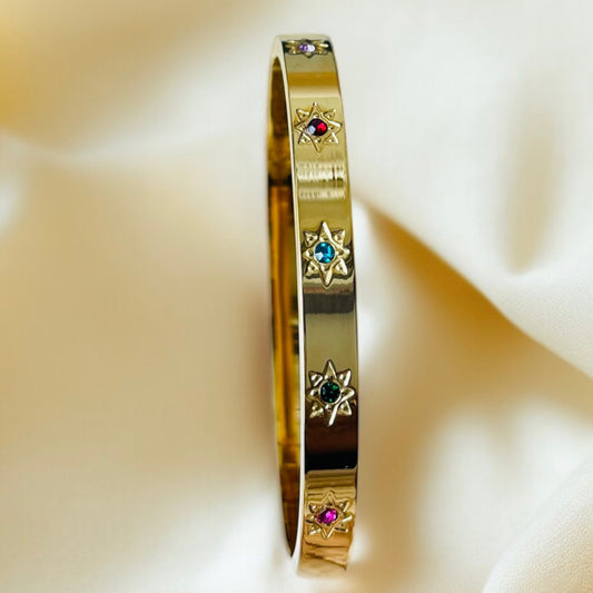 Multicolor AD Studded Gold Bracelet