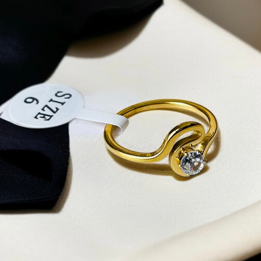 Anti tarnish Gold Diamond Ring