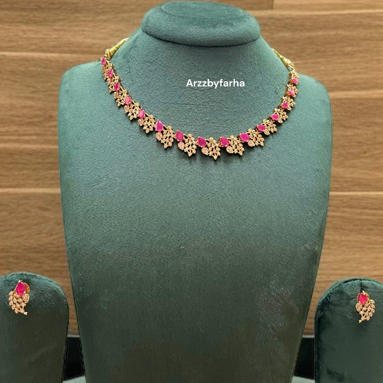 Ruby Pink Stone Necklace Set