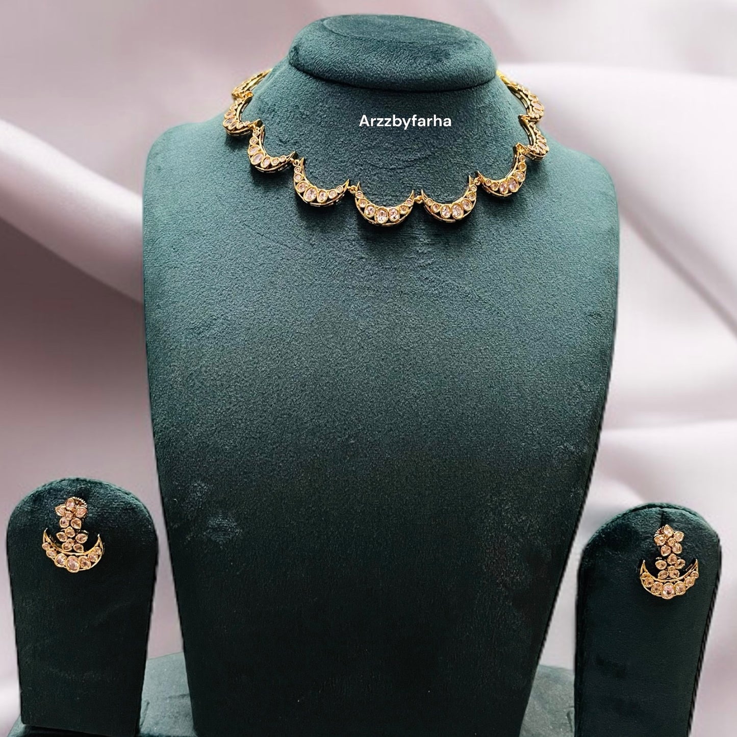Crescent Moissanite Necklace Set