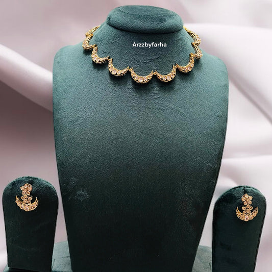 Crescent Moissanite Necklace Set