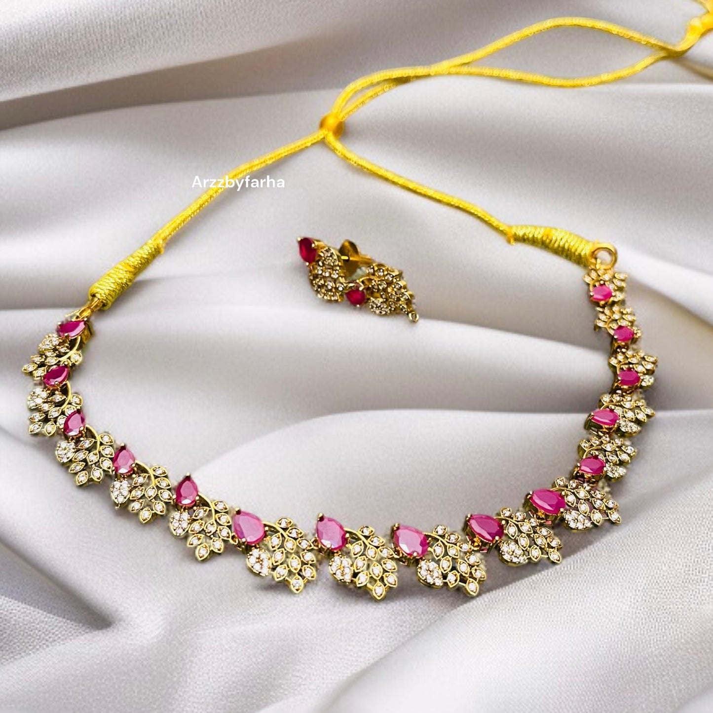 Ruby Pink Stone Necklace Set
