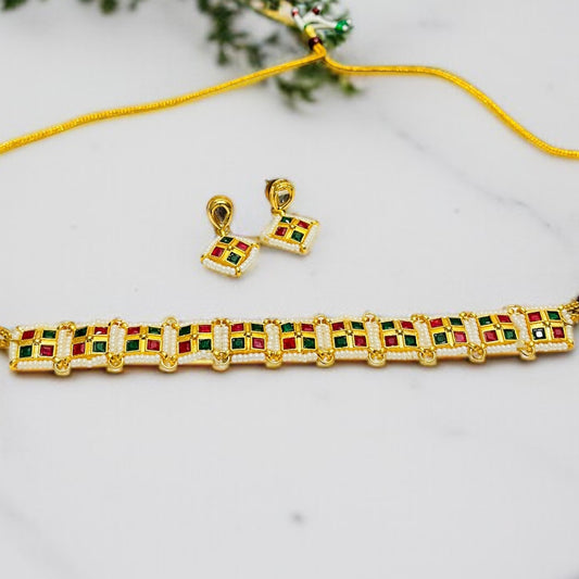 Red & Green Choker  Necklace Set