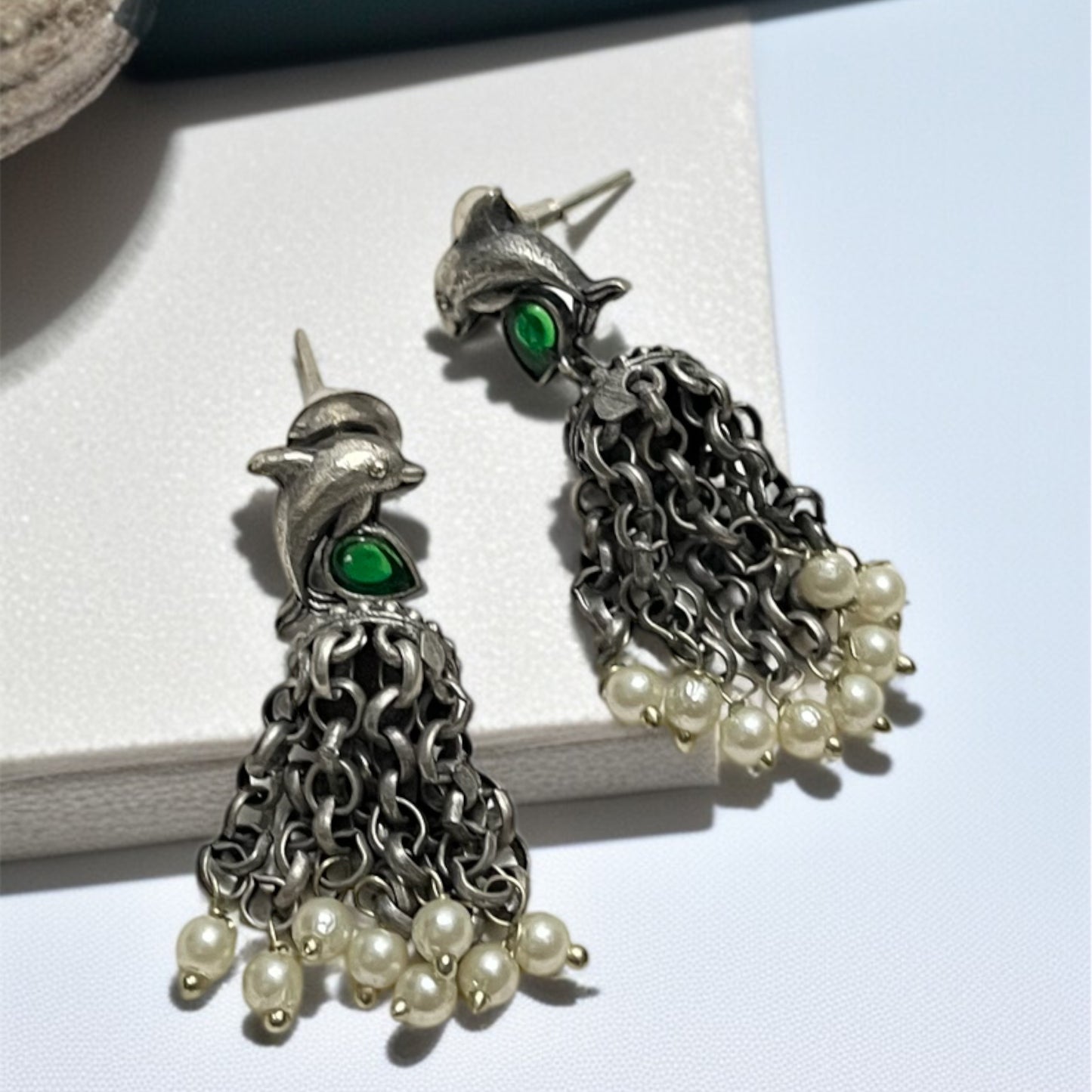 Green Fish Drop Earrings
