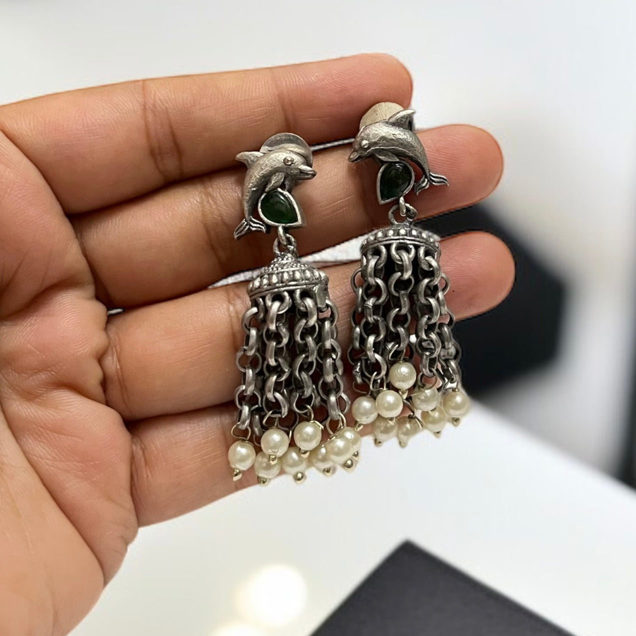 Green Fish Drop Earrings