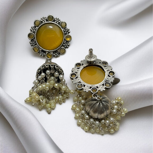 Yellow Stone Jhumkas Earring
