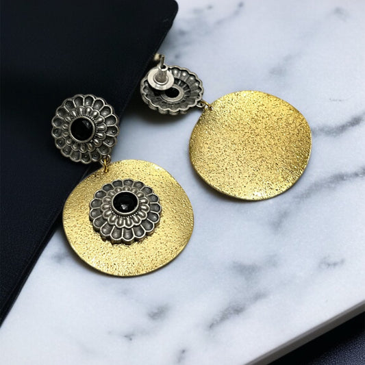 Dual Tone Brass Earrings