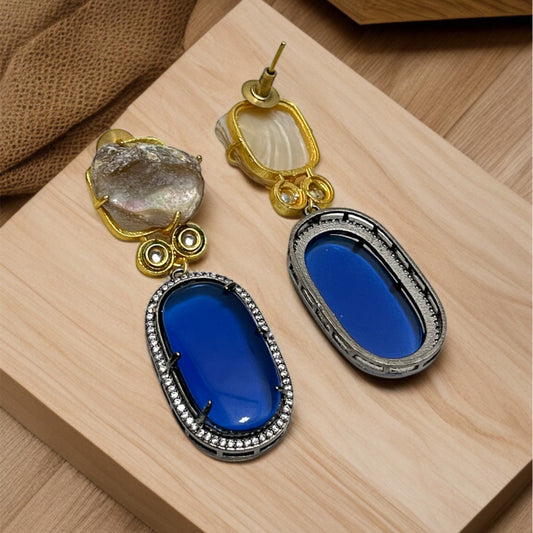 Blue Stone MOP Earrings