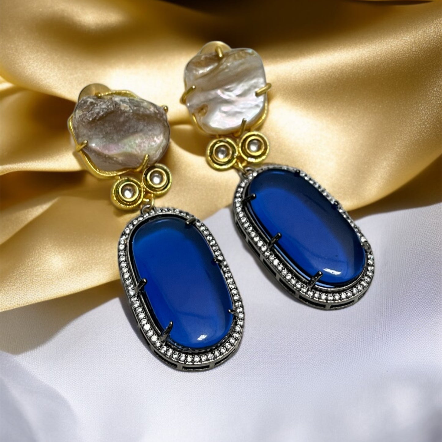 Blue Stone MOP Earrings