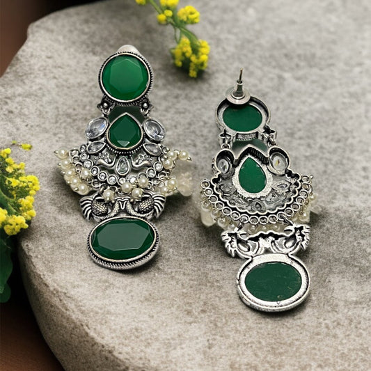 Green Stone Dangler Earrings