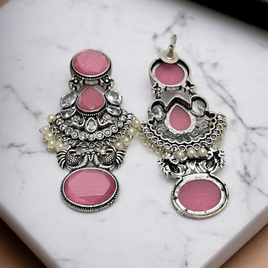 Pink Stone Dangler Earrings