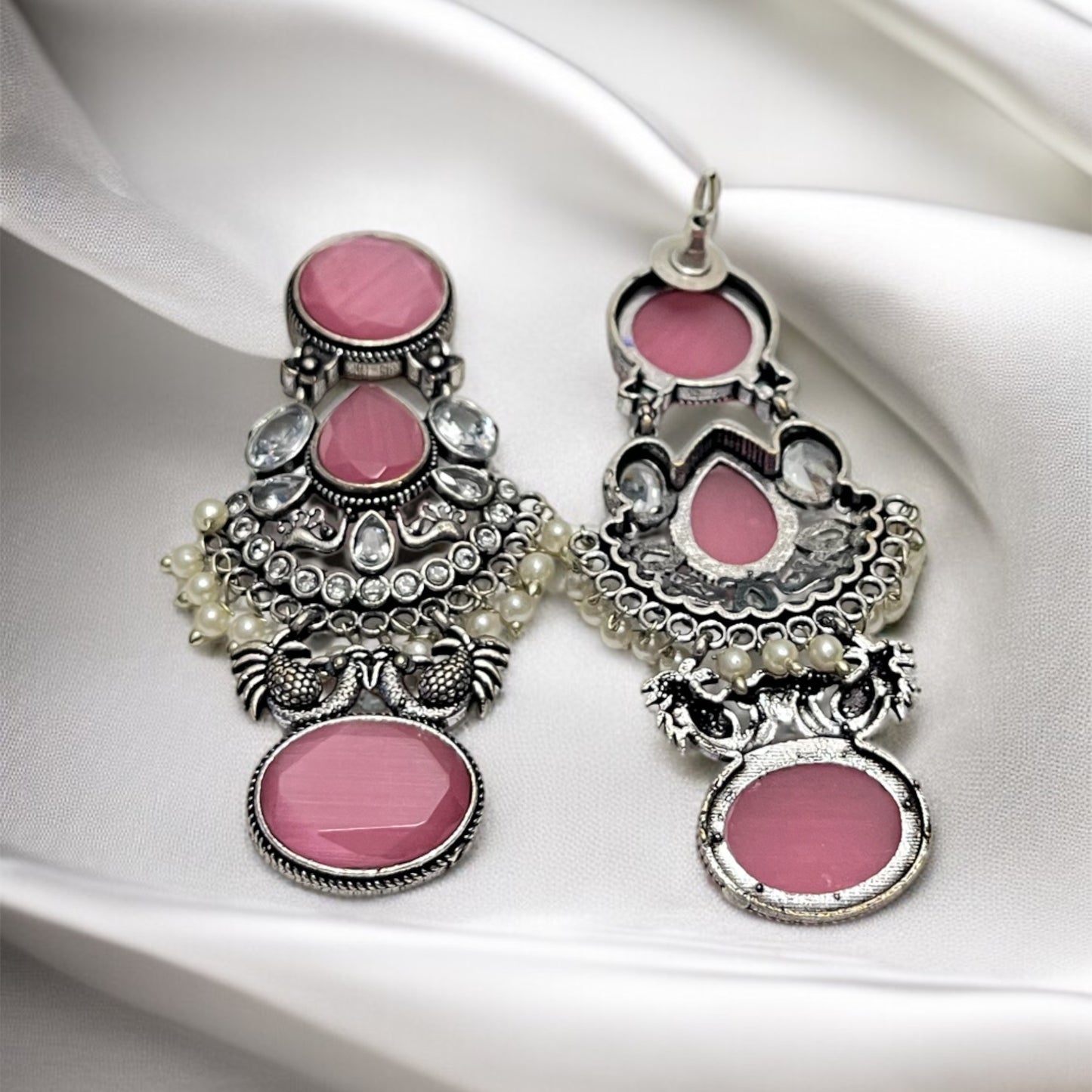 Pink Stone Dangler Earrings