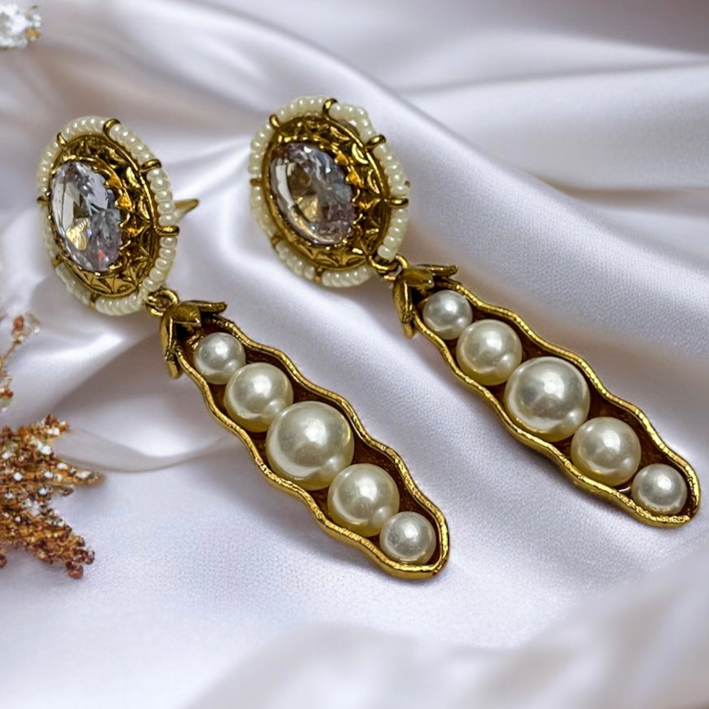 White Pearl Drop Earrings