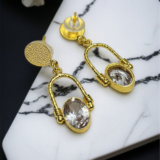 Crystal White Stone Drop Earrings