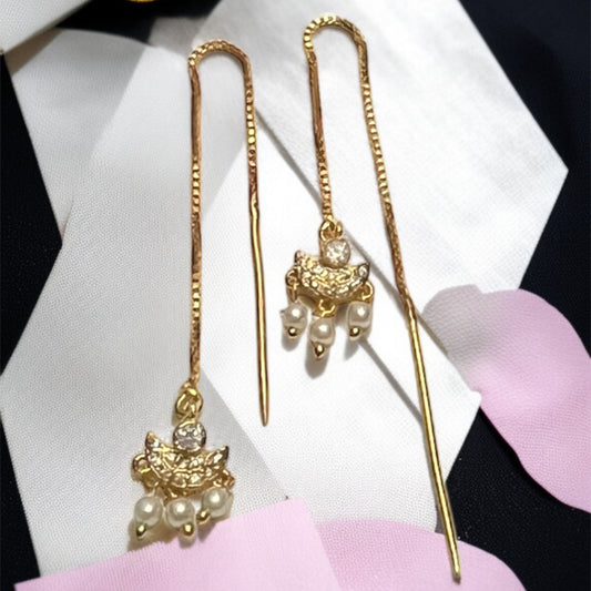 Crystal Moon Sui Dhaga Earrings