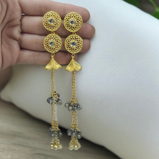 Dual Tone Kashmiri Drop Earrings