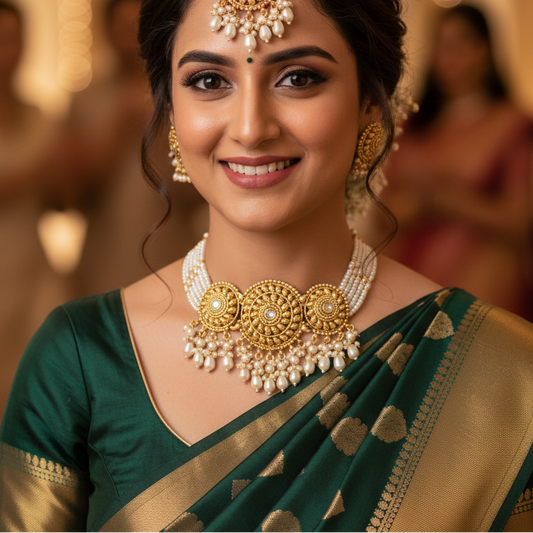 Pearl & Gold Necklace Set