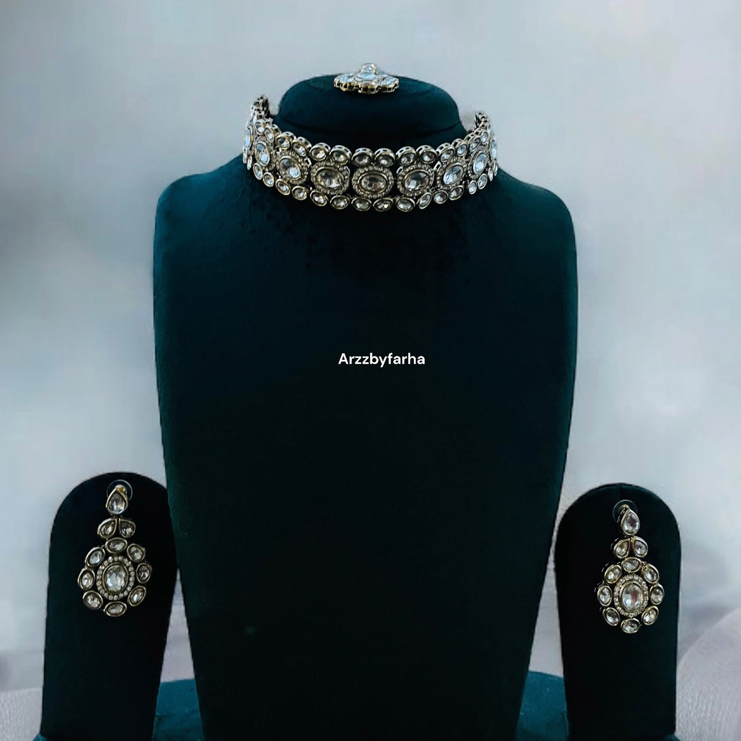 White Kundan AD Choker Necklace Set
