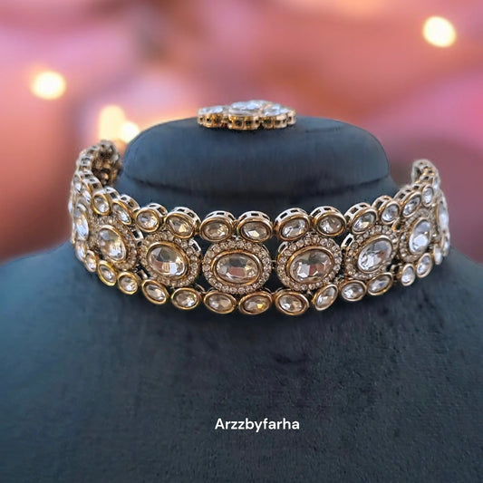 White Kundan AD Choker Necklace Set