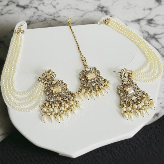 Earring With Hair Chain Earrings and Tikka