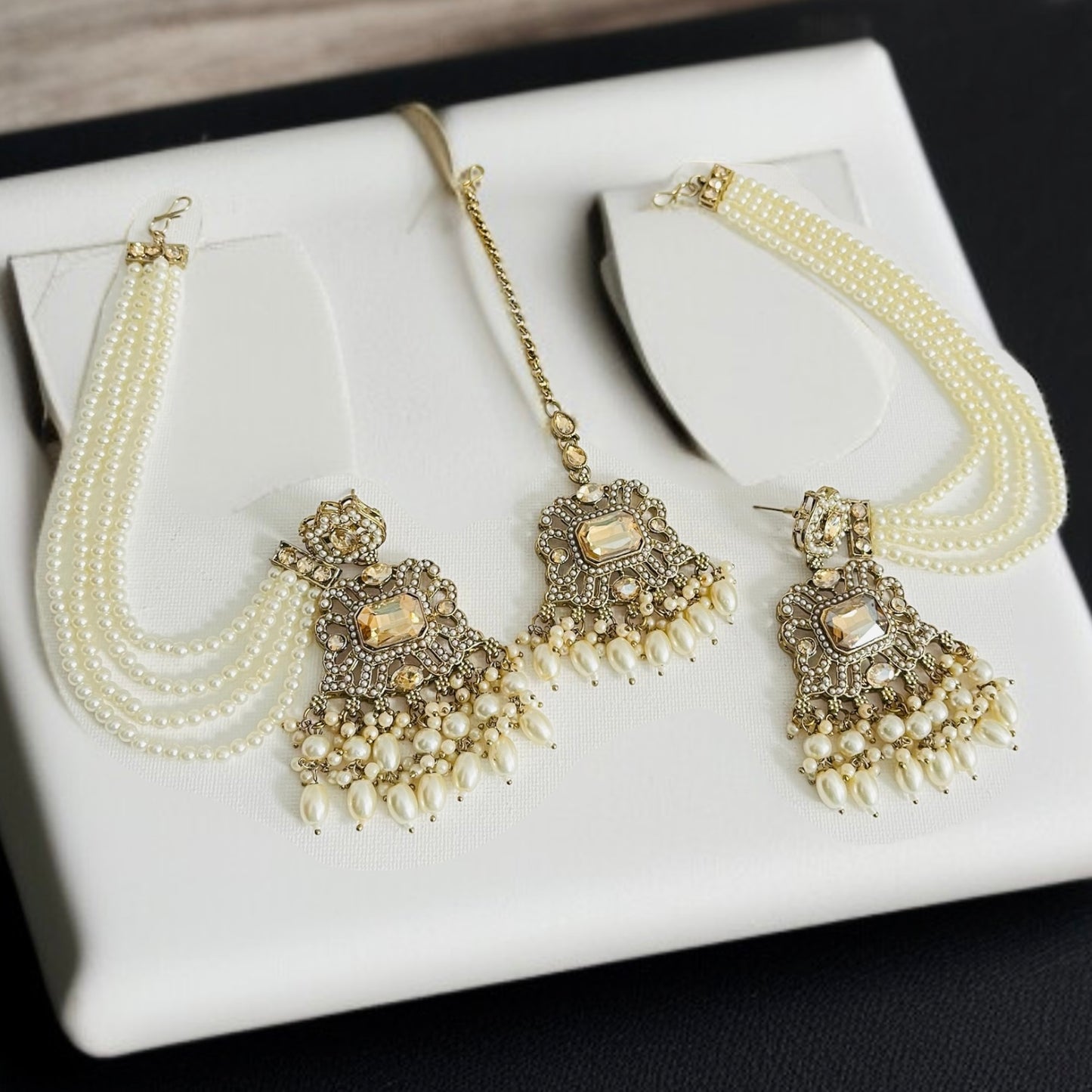 Earring With Hair Chain Earrings and Tikka