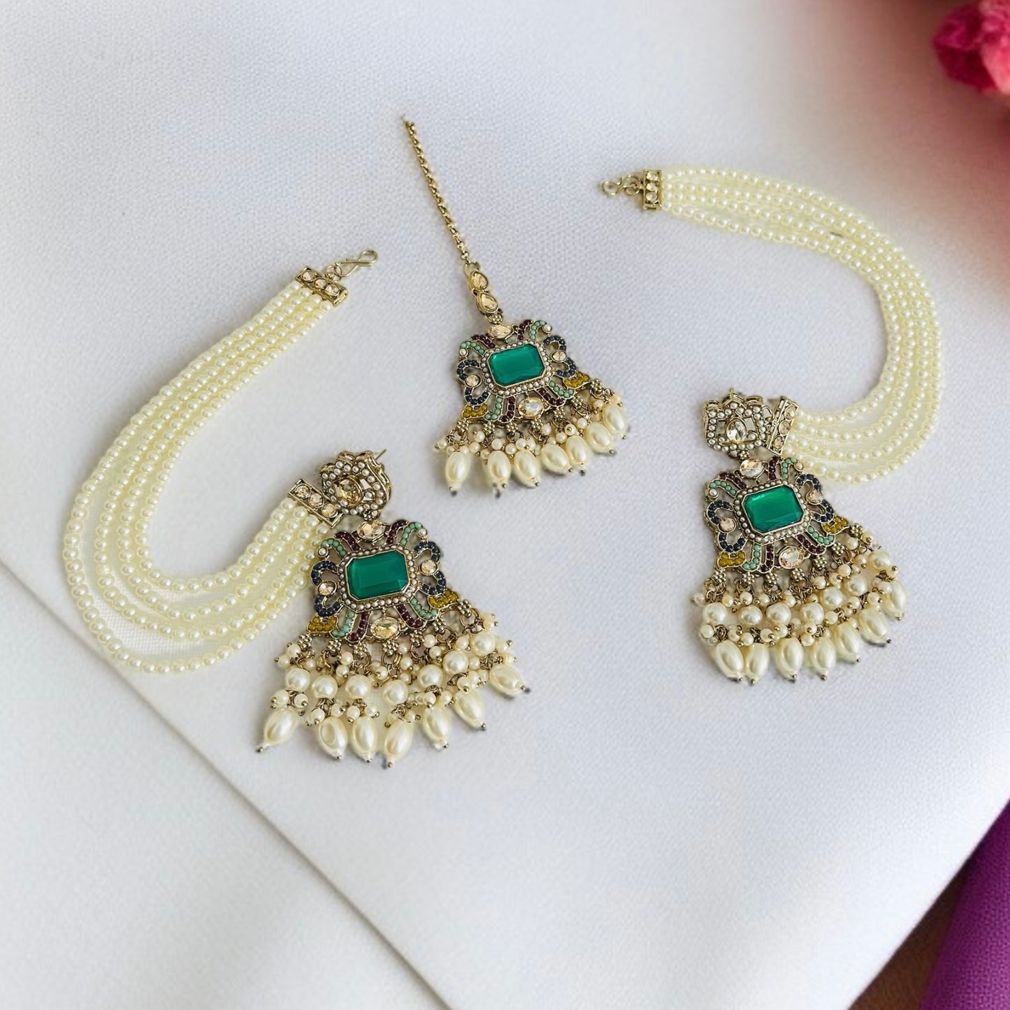 Earring With Hair Chain Earrings and Tikka
