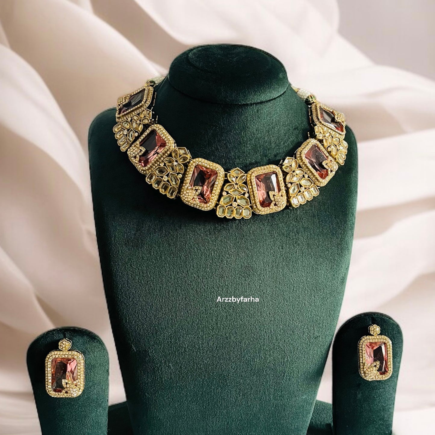 Pink Stone Kundan Necklace Set