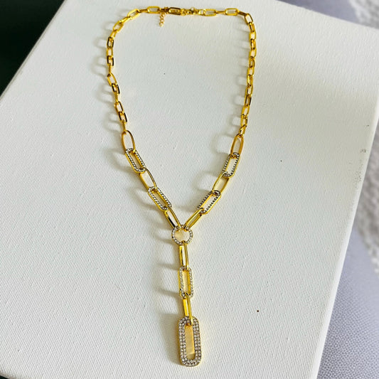 AD Studded Link Chain Necklace