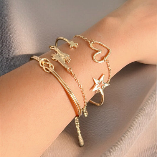 Set of 4 Chain andFront Open Bracelet