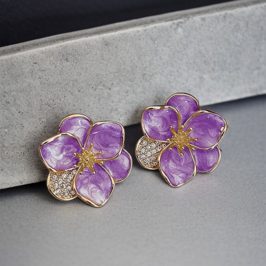 Lavender Flower Studs Earrings