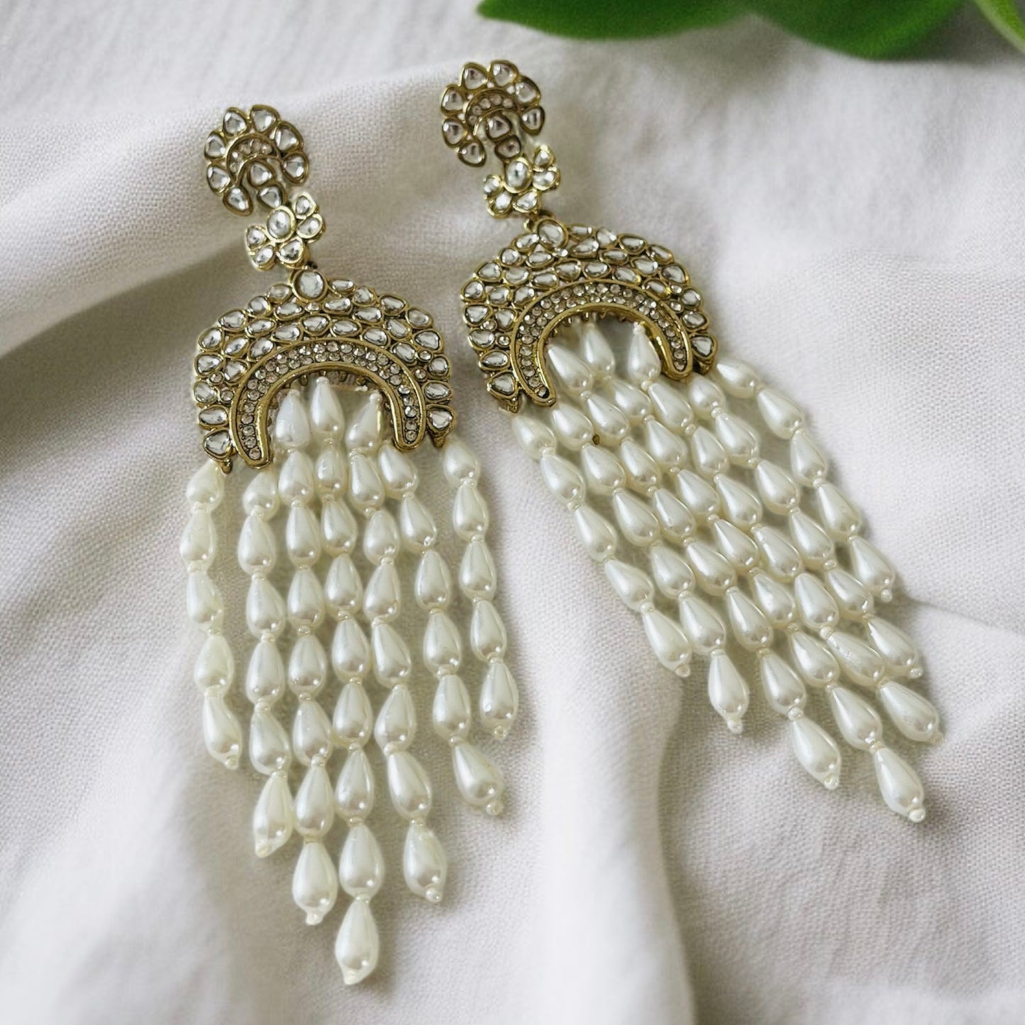 Pearl Chandbali Drop Earrings