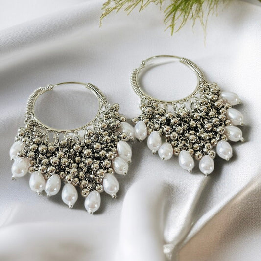 Beaded Ghunghroo Hoop Earrings