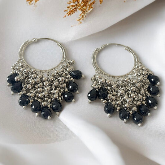 Beaded Ghunghroo Hoop Earrings