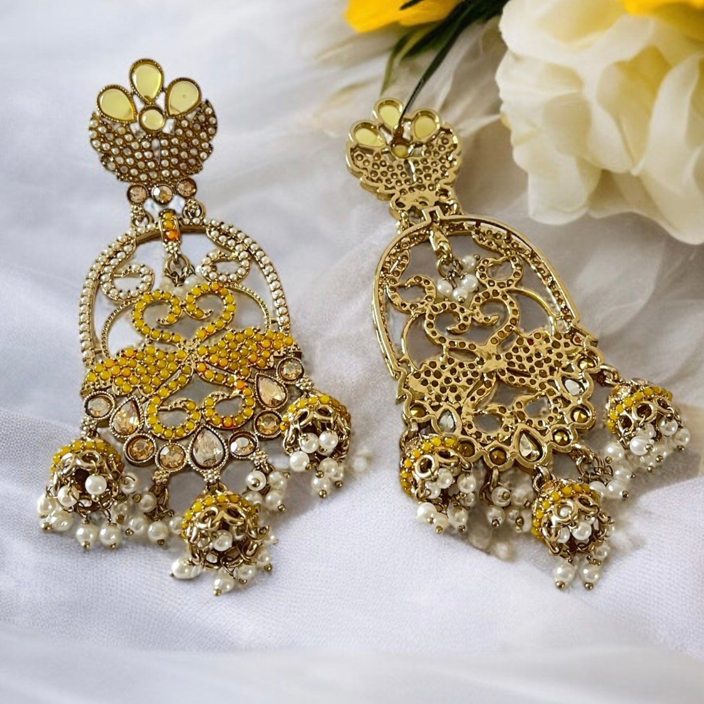 Kundan Drop Jhumki Earrings