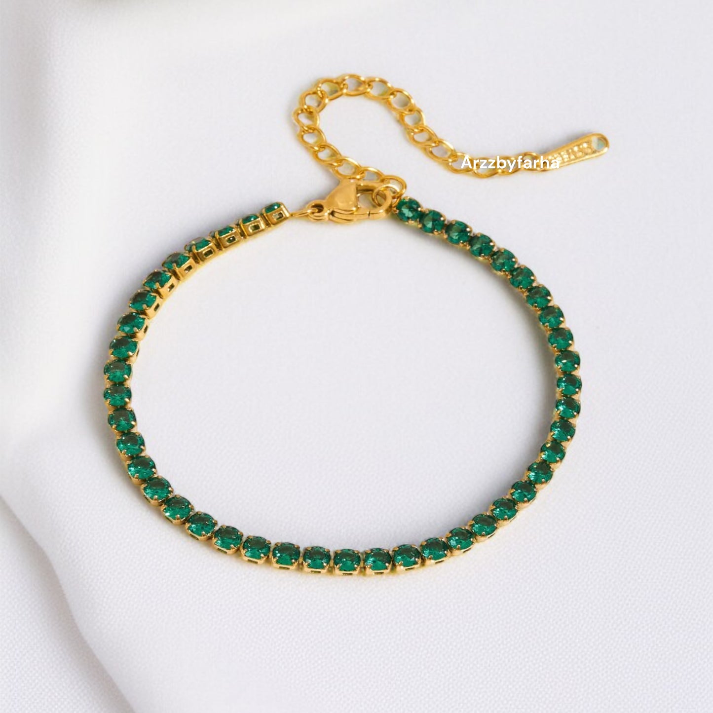 Green Tennis Chian Bracelet