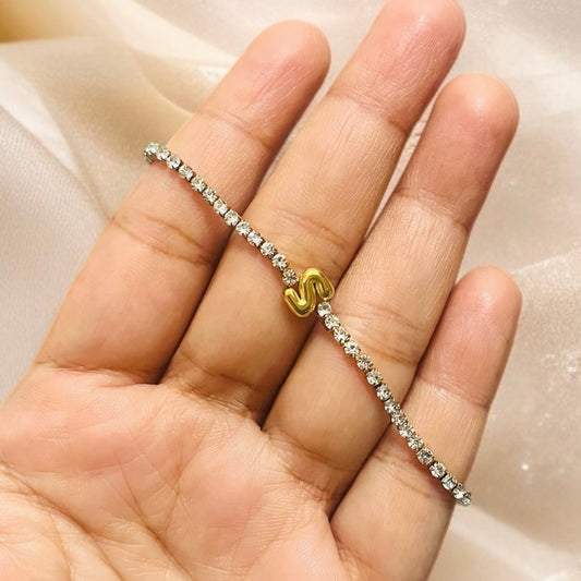 S Alphabet Tennis Bracelet