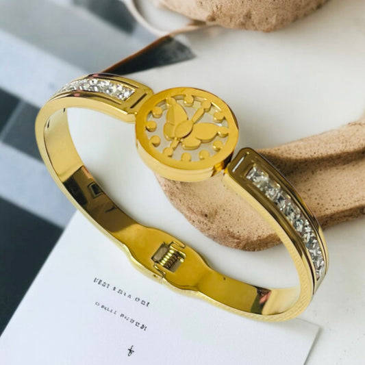 Butterfly AD Studded Gold Bracelet