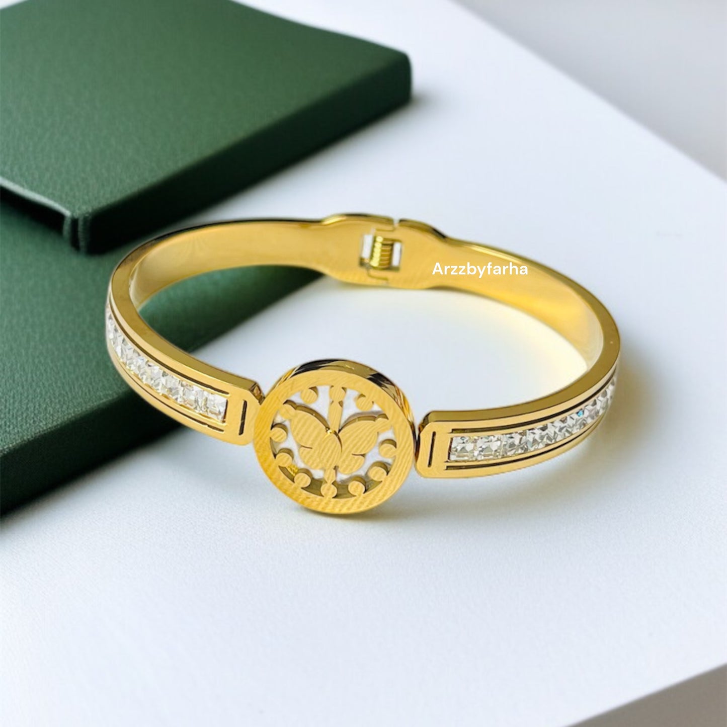 Butterfly AD Studded Gold Bracelet