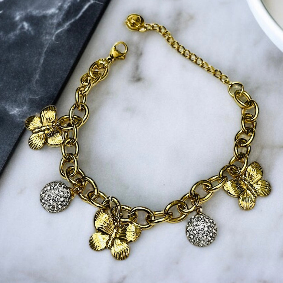 Gold & Silver Charms Chain Bracelet