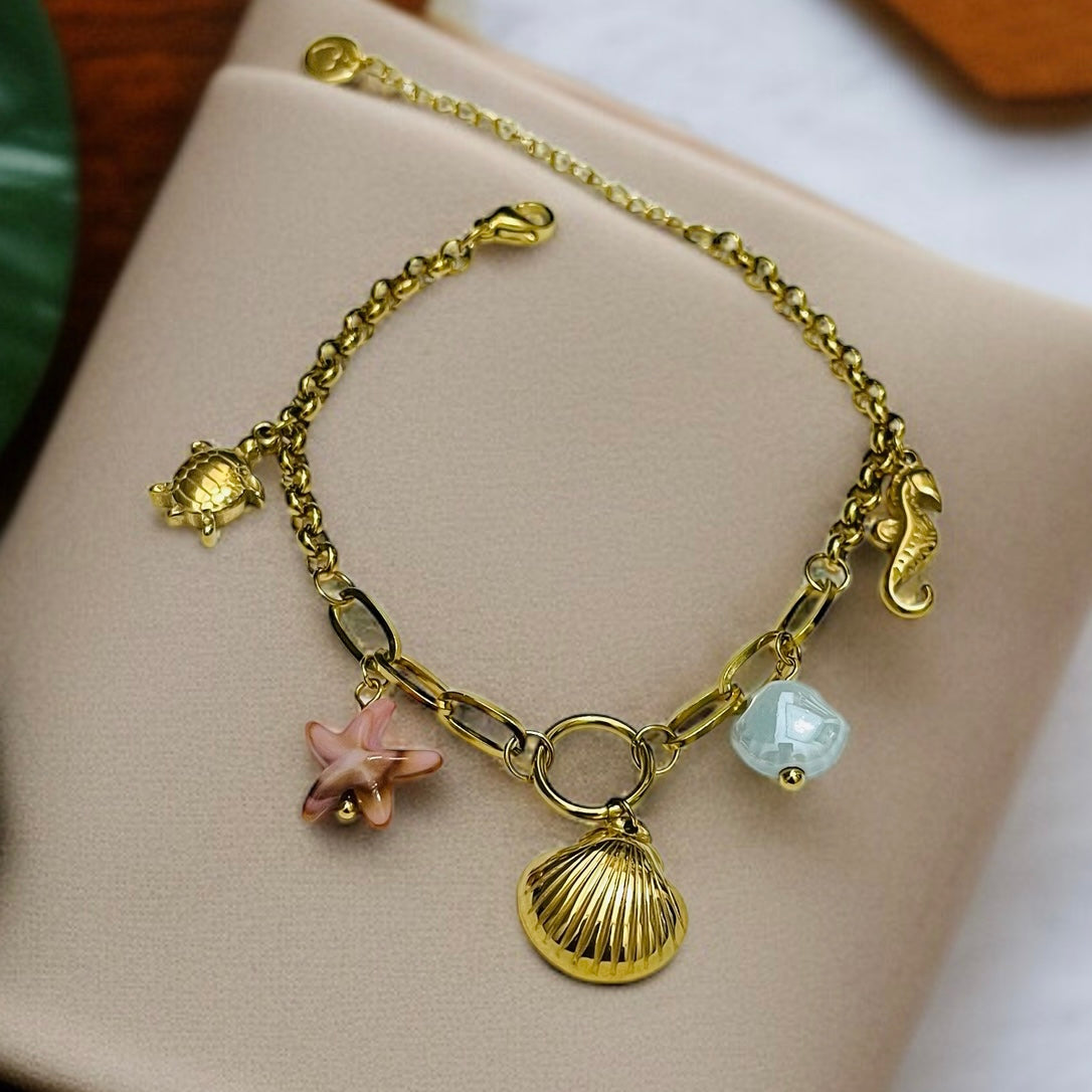 Pink & Blue Charms Chain Bracelet