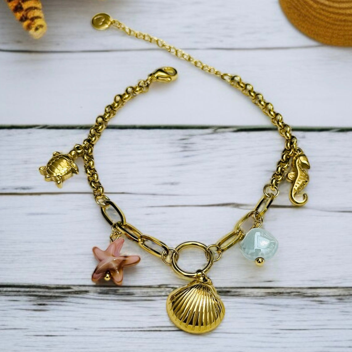 Pink & Blue Charms Chain Bracelet