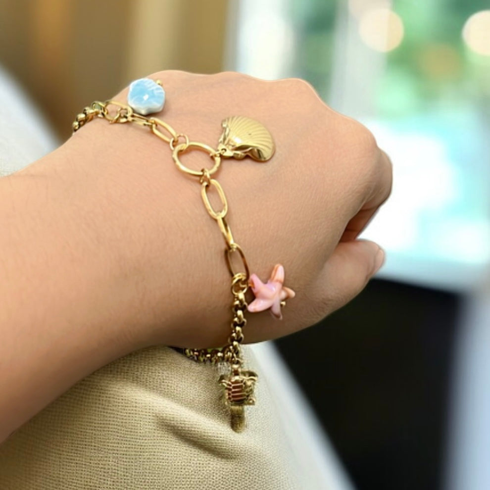 Pink & Blue Charms Chain Bracelet
