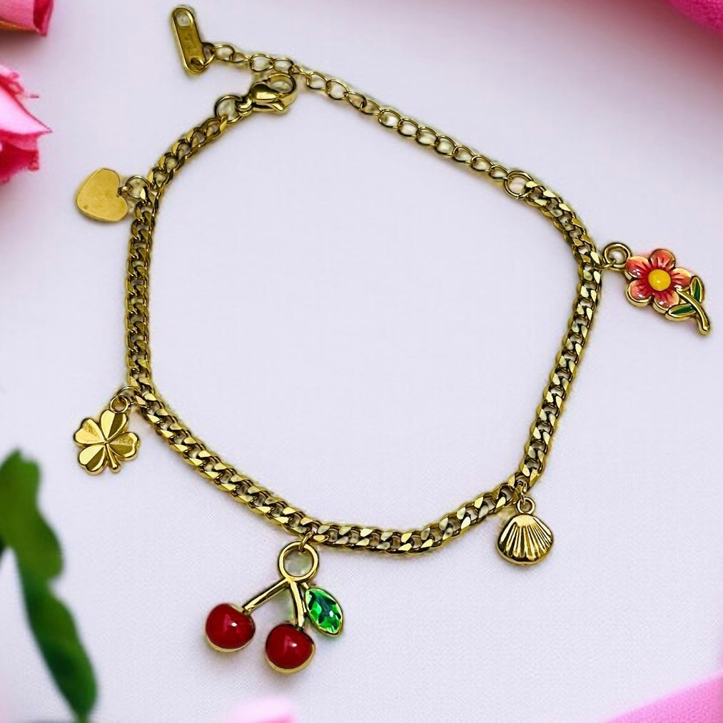 Cherry Charms Chain Bracelet