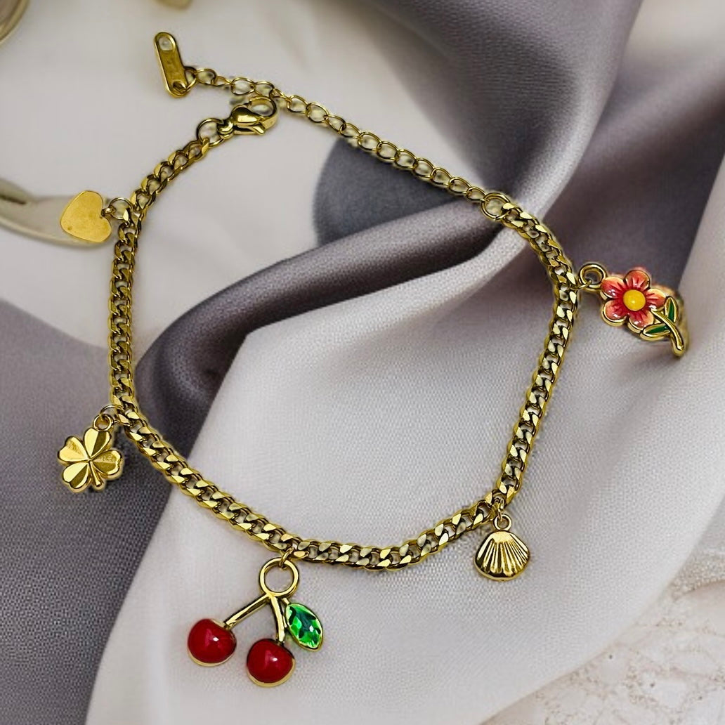 Cherry Charms Chain Bracelet