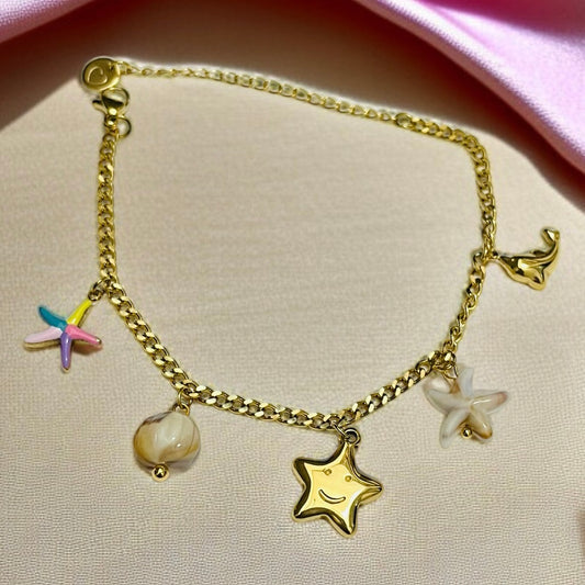 Multicolor Star Charms Chain Bracelet