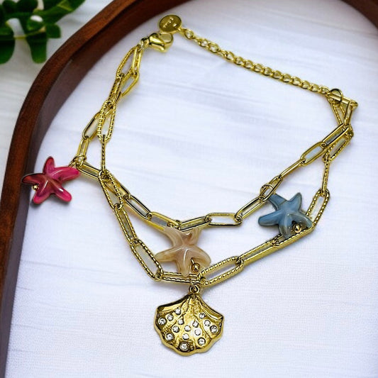 Star Sheel Charms Chain Bracelet