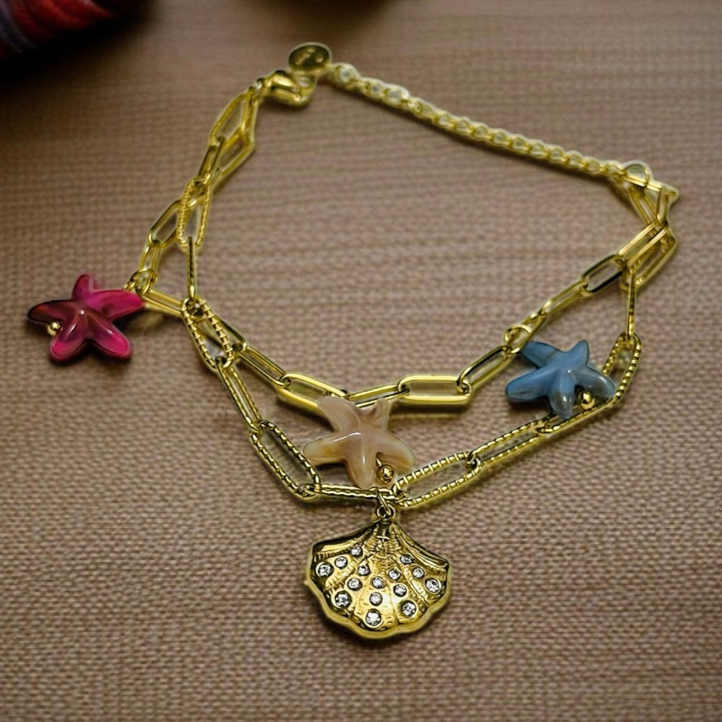 Star Sheel Charms Chain Bracelet