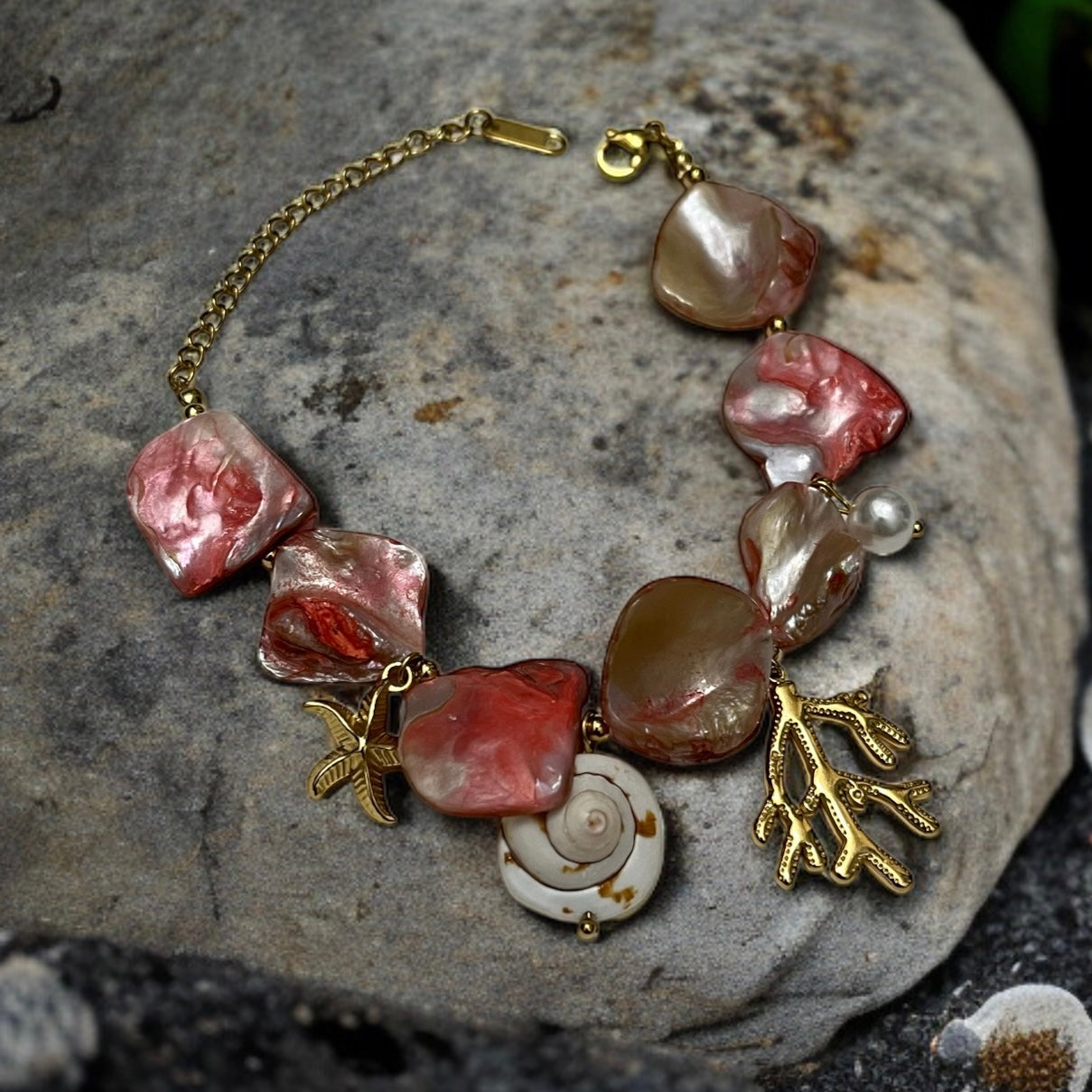 Gold Charms MOP Bracelet