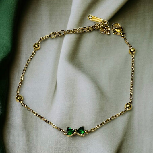 Green Bow Chain Bracelet